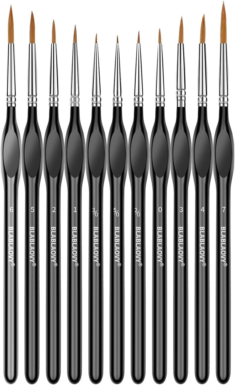 Blablaovy Detailing Paint Brush, 11 Pcs Miniature Paint Brushes with Triangular Handles, Art Paint Brushes for Acrylic Painting, Model, Face, Figurine, Watercolor, Oil, Paint by Numbers Kit for Adults - Image 1